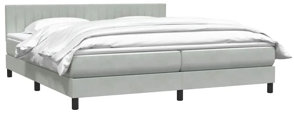 Κρεβάτι Boxspring με Στρώμα Ανοιχτό Γκρι 180x210 εκ. Βελούδινο - Γκρι