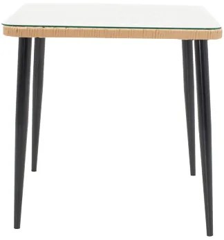 Τραπεζαρία Naoki U σετ 5τεμ pakoworld rattan pe σε φυσική απόχρωση και μαύρο μέταλλο 80x80x78εκ