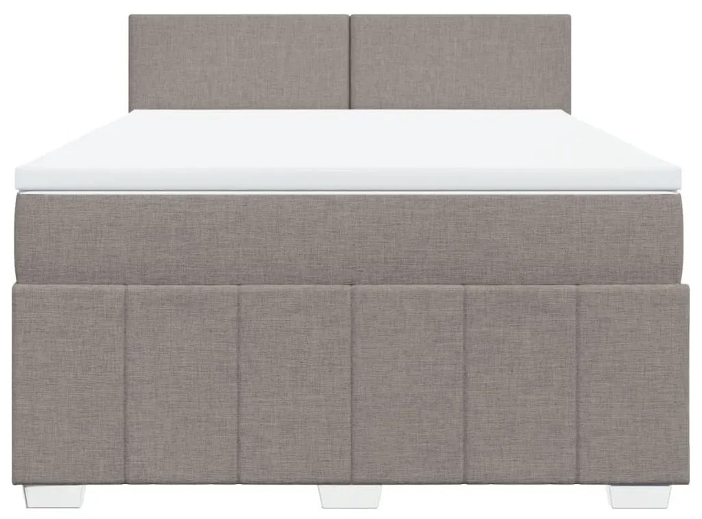 Κρεβάτι Boxspring με Στρώμα Taupe 160x200 εκ. Υφασμάτινο - Μπεζ-Γκρι