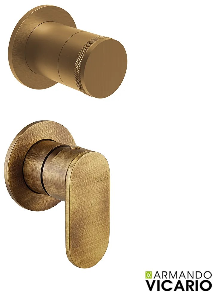 Armando Vicario Slim Antique Brass Μίκτης Εντοιχισμού 1 Εξόδου+εκτροπέας περιστροφικός 2 εξόδων