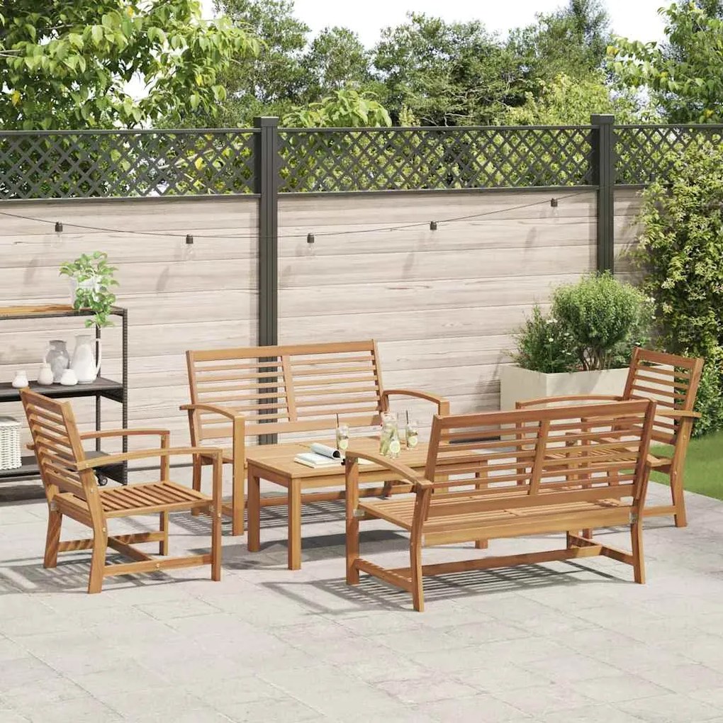 vidaXL Σετ Καναπέ Κήπου 5 pcs Φυσικό Μασίφ ξύλο teak