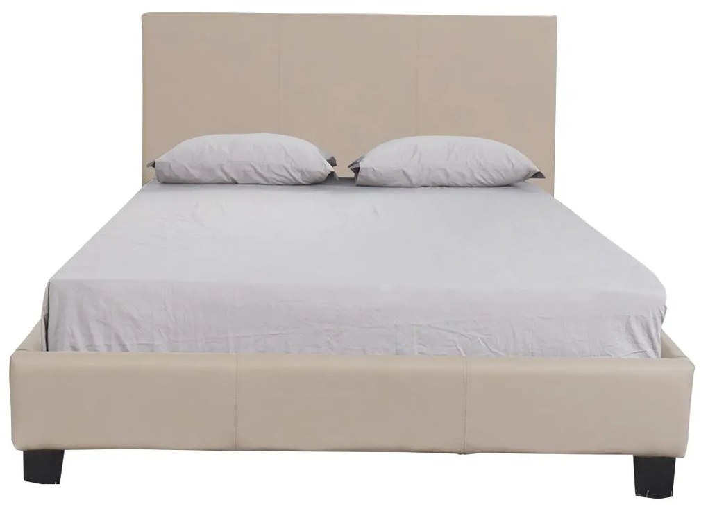 Κρεβάτι ArteLibre AZALEA Capuccino PU 213x131x88cm (Στρώμα 120x200cm)-14320002