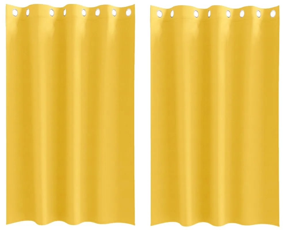 vidaXL Κουρτίνες 2 pcs κίτρινο μουσταρδί 175x140εκ. Πολυεστέρας
