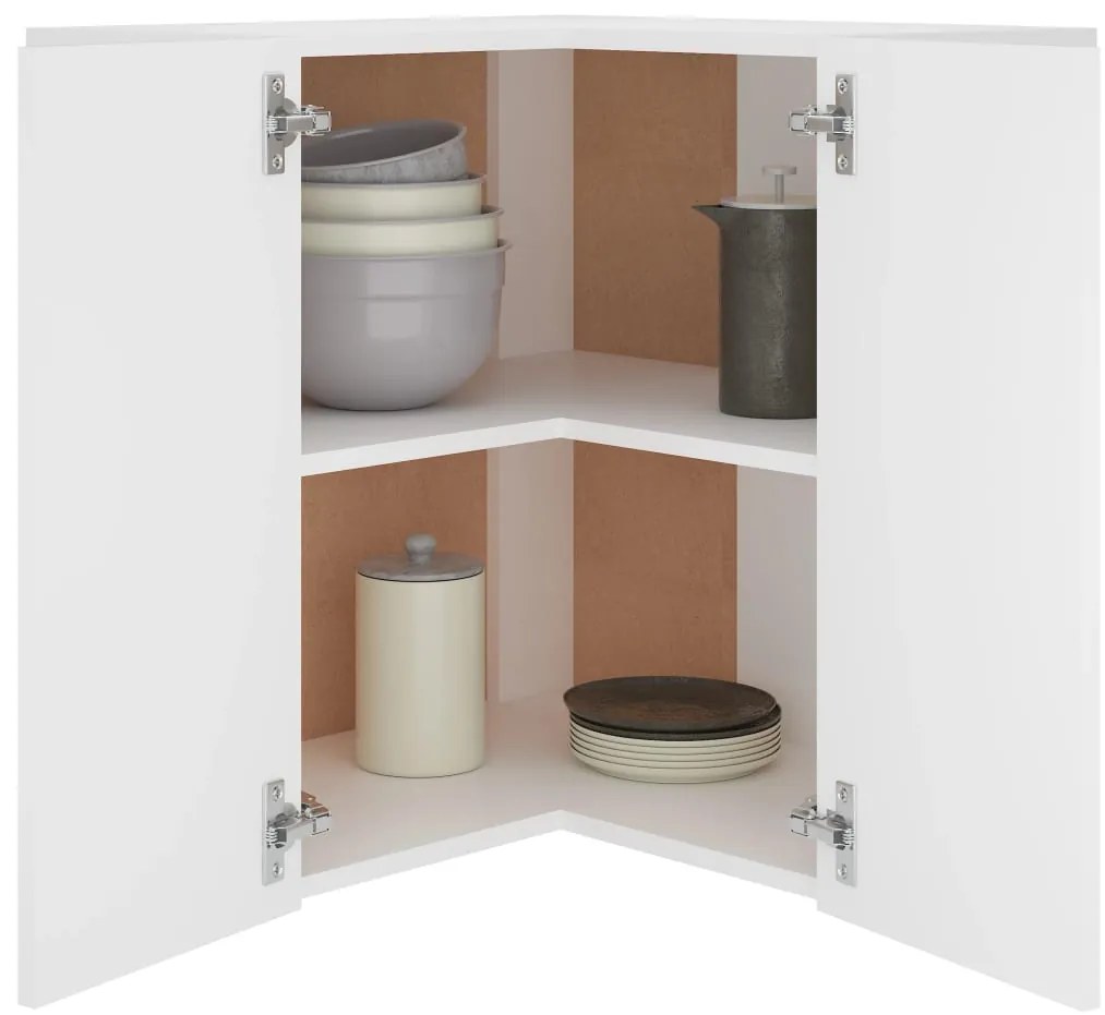 vidaXL Κρεμαστό Γωνιακό Ντουλάπι &quot;Lyon&quot; Λευκό 57x57x60 εκ. από Τεχνητό Ξύλο