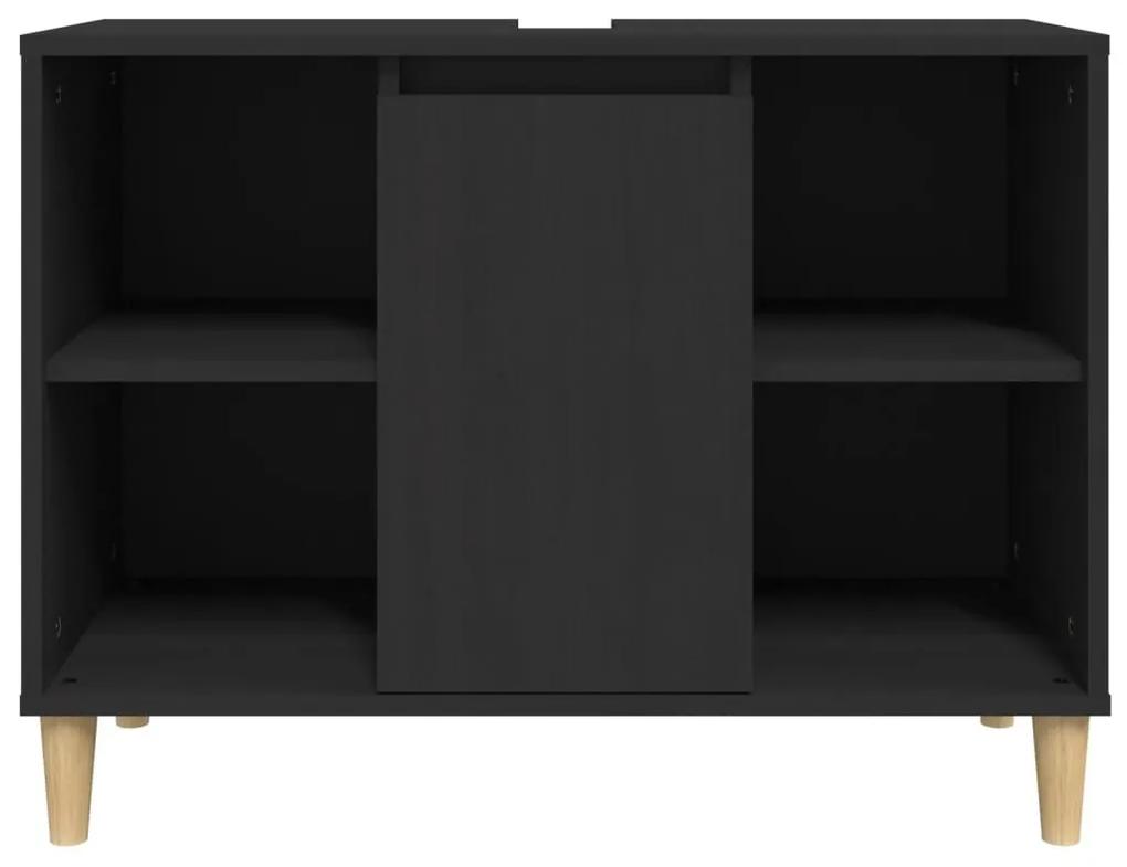 Ντουλάπι Νιπτήρα Μαύρο 80 x 33 x 60 εκ. Επεξεργασμένο Ξύλο - Μαύρο