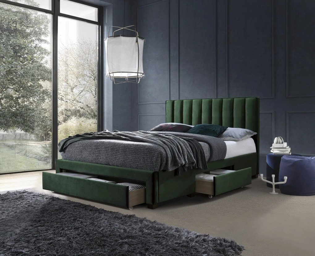 GRACE bed with drawers, color: dark green DIOMMI V-CH-GRACE-LOZ-C.ZIELONY