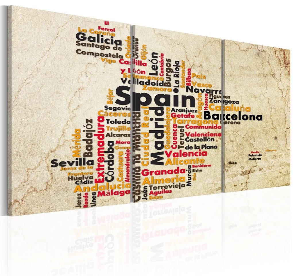 Πίνακας - Spain: text map in colors of national flag 120x60