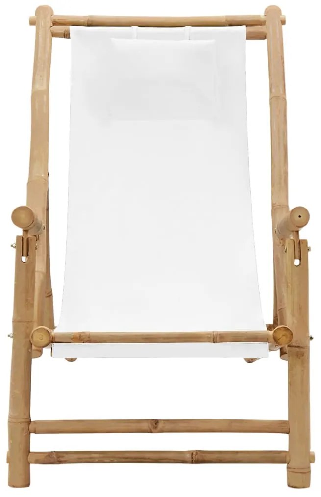 vidaXL Σεζλόνγκ Κρεμ Λευκό από Μπαμπού και Καραβόπανο