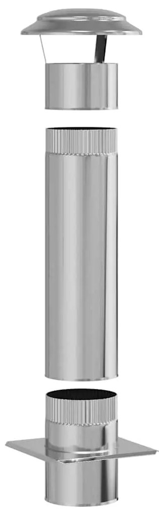 vidaXL Επέκταση Καμινάδας Ασημί 25 x 25 x 82 εκ. Ανοξείδωτο ατσάλι