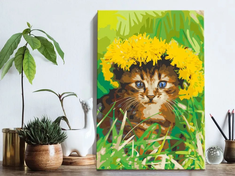 Ζωγραφική με αριθμούς γατάκι με πικραλίδα - 40x60