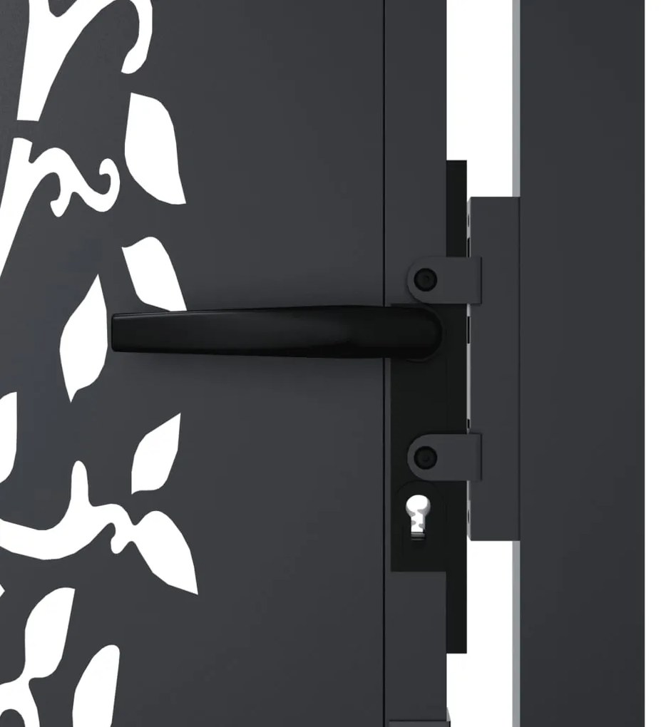 vidaXL Πόρτα Κήπου Ανθρακί 100x200 εκ. Σχέδιο Δέντρου από Ατσάλι