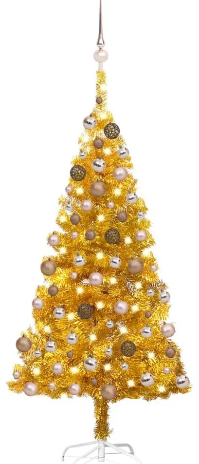 vidaXL Χριστουγεν Δέντρο Προφωτισμένο Τεχνητό Μπάλες Χρυσό 120εκ PVC