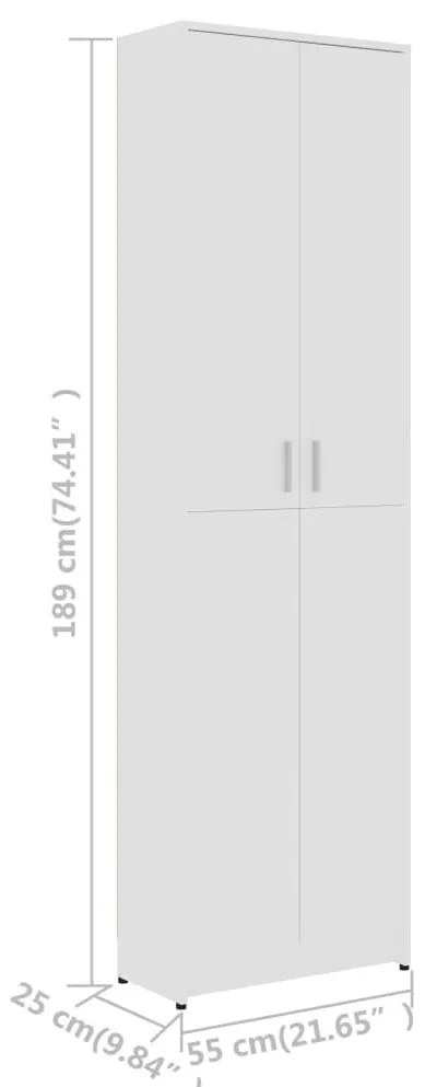 Ντουλάπα Διαδρόμου Λευκή 55 x 25 x 189 εκ. από Μοριοσανίδα - Λευκό