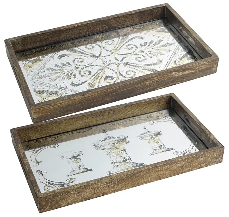 Artekko Tray Χρυσοί Διακοσμητικοί Δίσκοι MDF με Καθρέπτη (43.2x26.7x5.1)cm 2pcs Artekko 31967