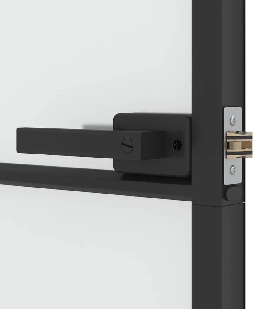 vidaXL Εσωτερική Πόρτα Μαύρη 93 x 201,5 εκ. Ψημένο Γυαλί &amp; Αλουμίνιο