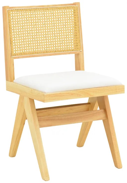 Καρέκλα Winslow pakoworld rubberwood σε φυσική απόχρωση-ύφασμα λευκό 46x58x80εκ