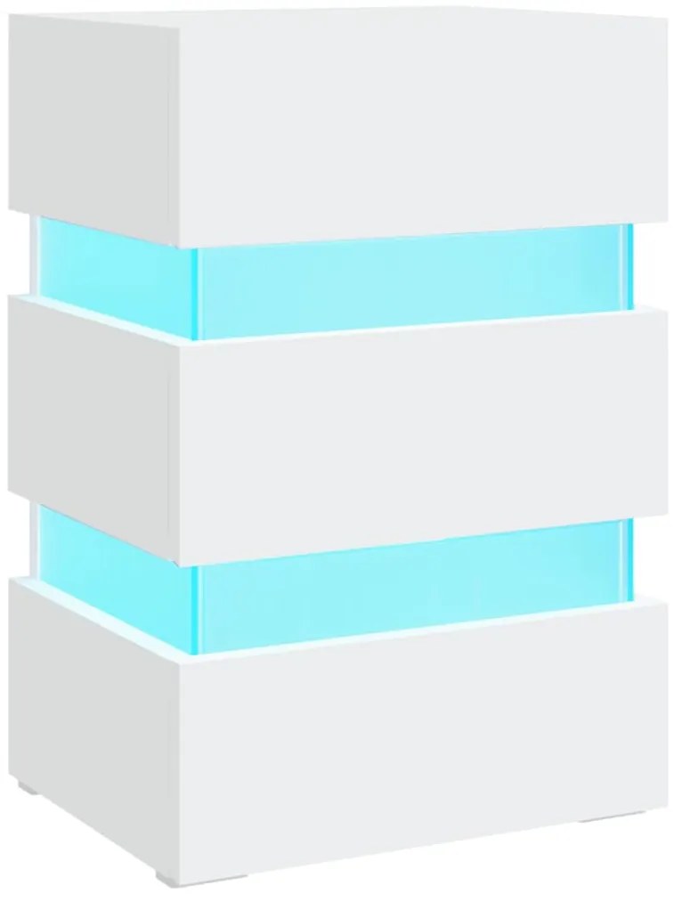 vidaXL Κομοδίνο με LED Λευκό 45 x 35 x 67 εκ. από Επεξεργασμένο Ξύλο