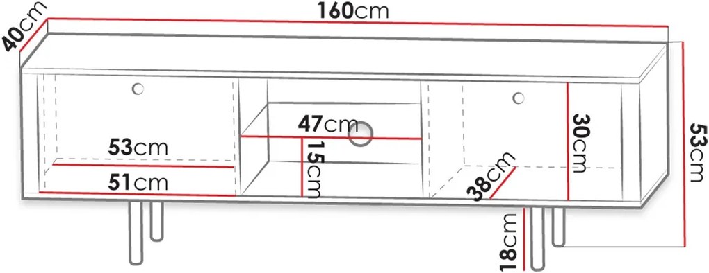 Έπιπλο τηλεόρασης Cristal-Leuko-Μήκος: 160 εκ.