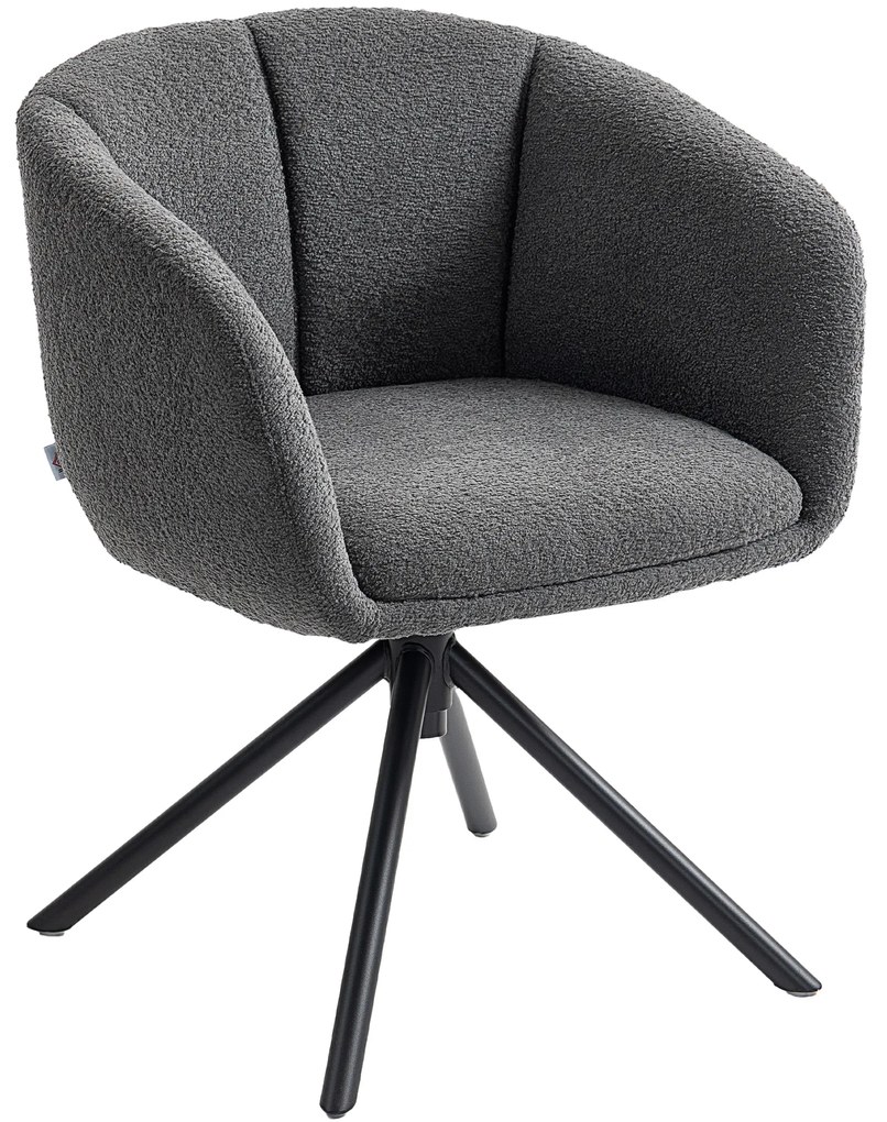 HOMCOM Πολυθρόνα, Ταπετσαρισμένη πολυθρόνα με άνετο κέλυφος καθίσματος, περιστρεφόμενη, ζεστή επένδυση, έως 120 kg, σκούρο γκρι