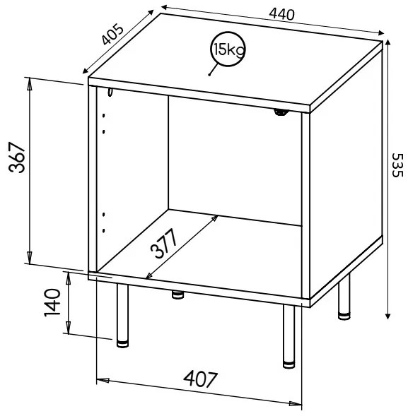 HOLE bed cabinet black mat/ black mat DIOMMI CAMA-HOLE-SZAFKI-NOCNE-CZ/CZ