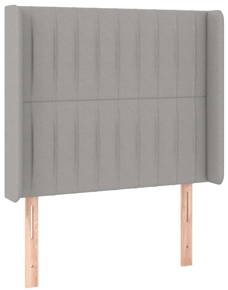 vidaXL Κρεβάτι Boxspring με Στρώμα &amp; LED Αν.Γκρι 90x190 εκ. Υφασμάτινο