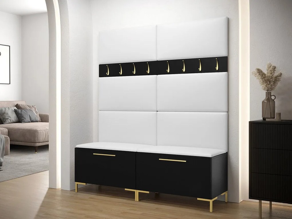 Σετ διαδρόμου Hartford F101, 196x168x46cm, 32 kg, Μαύρο, Οικολογικό δέρμα, Πλαστικοποιημένη μοριοσανίδα, Εντοιχισμένη, Τοίχου | Epipla1.gr
