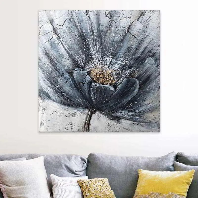 Πίνακας σε καμβά Blue Flower" Megapap ψηφιακής εκτύπωσης 100x100x3εκ."
