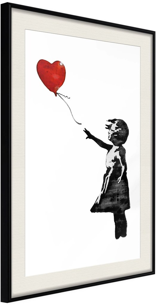 Αφίσα - Banksy: Girl with Balloon II - 30x45 - Μαύρο - Με πασπαρτού