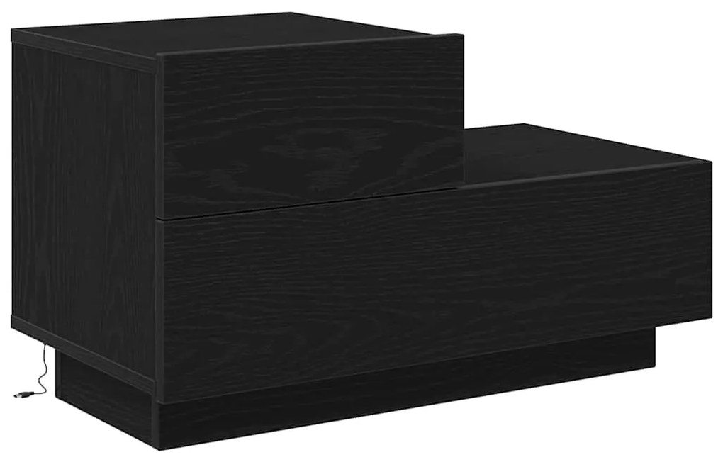 vidaXL Κομοδίνο Μαύρη δρυς 70 x 36 x 40.5 εκ. Επεξεργασμένο ξύλο