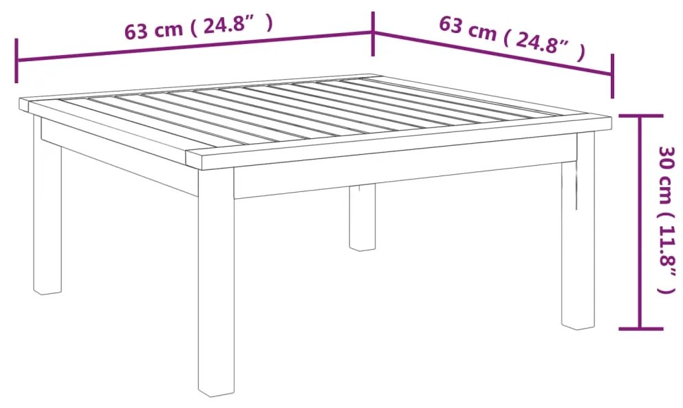 vidaXL Τραπεζάκι Σαλονιού Κήπου 63x63x30 εκ. από Μασίφ Ξύλο Ακακίας