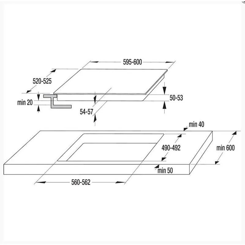 Εστία κεραμική Gorenje Λευκή χωρίς Πλαίσιο ECT643WCSC 59.5x52x5.4 εκ.