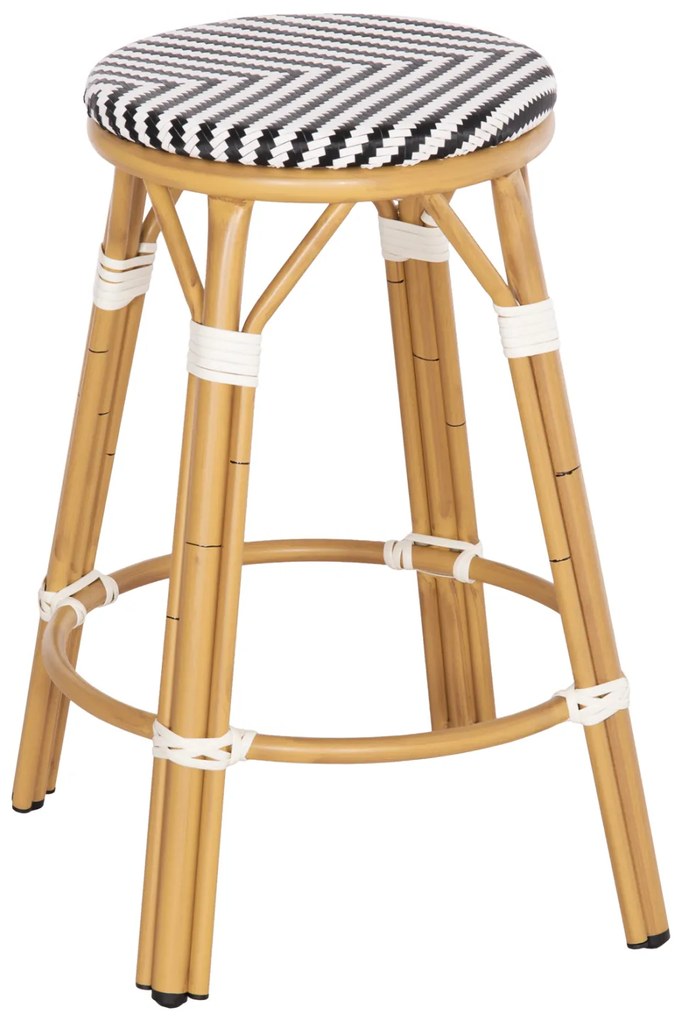 ΣΚΑΜΠΟ ΑΛΟΥΜΙΝΙΟΥ ΜΕΣ.ΥΨΟΥΣ CHINO HM6286.03 BAMBOO LOOK & TEXTILENE ΜΑΥΡΟ 43x43x65Υεκ