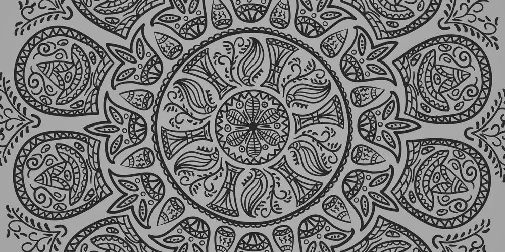 Εικόνα Mandala με αφηρημένο φυσικό μοτίβο σε μαύρο & άσπρο - 120x60