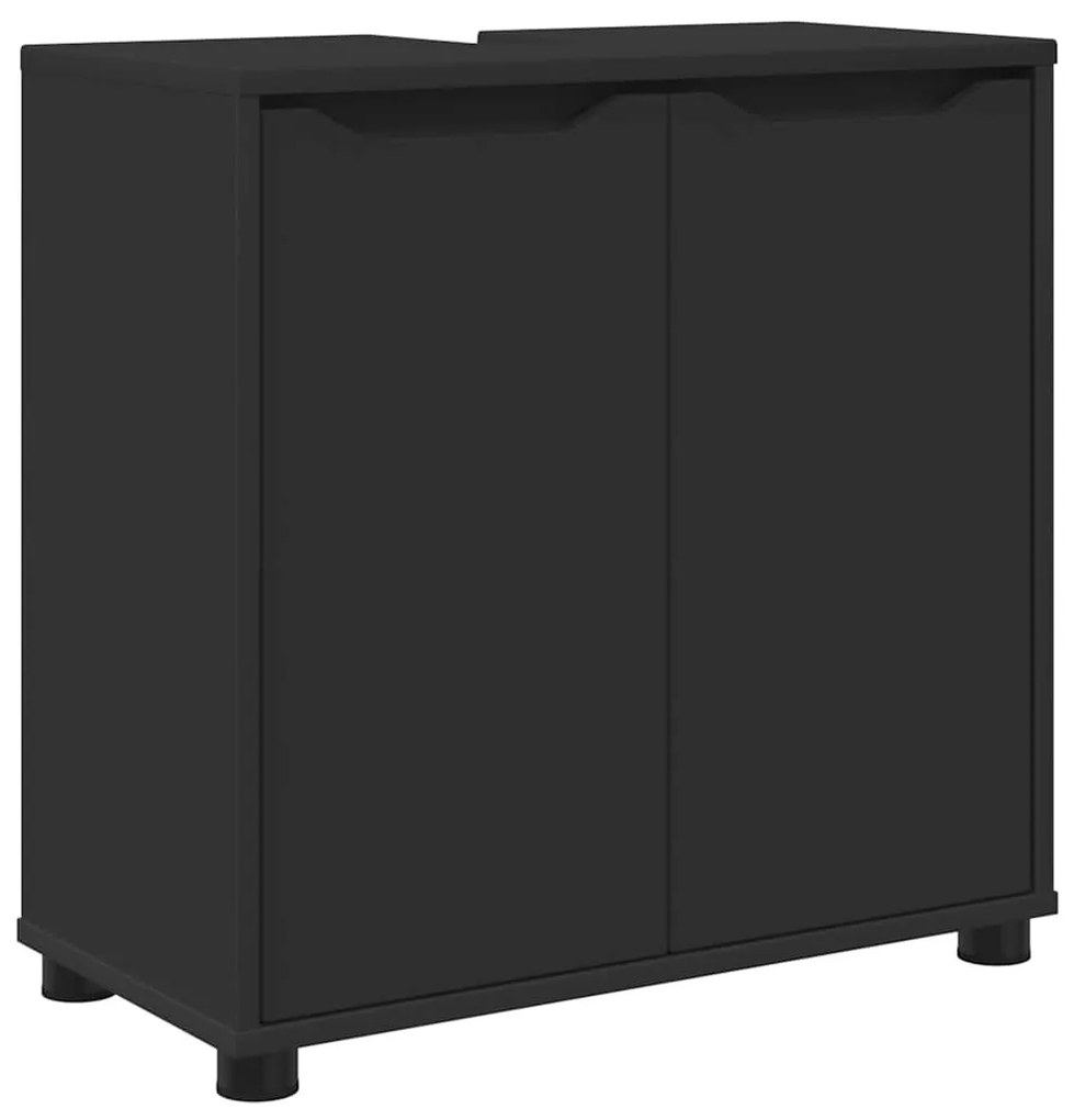 vidaXL Ντουλάπα νιπτήρα μπάνιου με ράφι με πόρτα Μαύρο 60 x 30 x 60 cm