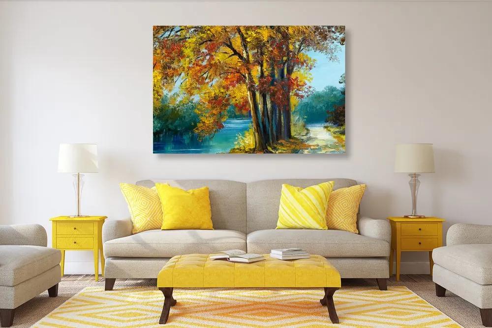 Εικόνα ζωγραφισμένα δέντρα σε φθινοπωρινά χρώματα