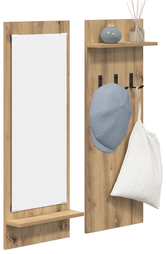 vidaXL Τοίχου Κρεμάστρα με ράφι artisan δρυς 70 x 10 x 90 εκ.