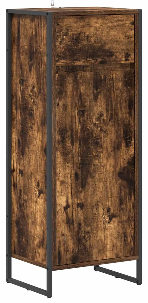 vidaXL Ντουλάπι Μπάνιου με συρτάρι Καπνιστό Δρύς 40 x 30 x 100 εκ