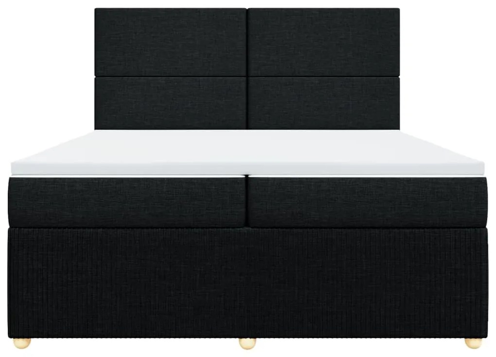 vidaXL Κρεβάτι Boxspring με Στρώμα Μαύρο 200x200 εκ. Υφασμάτινο