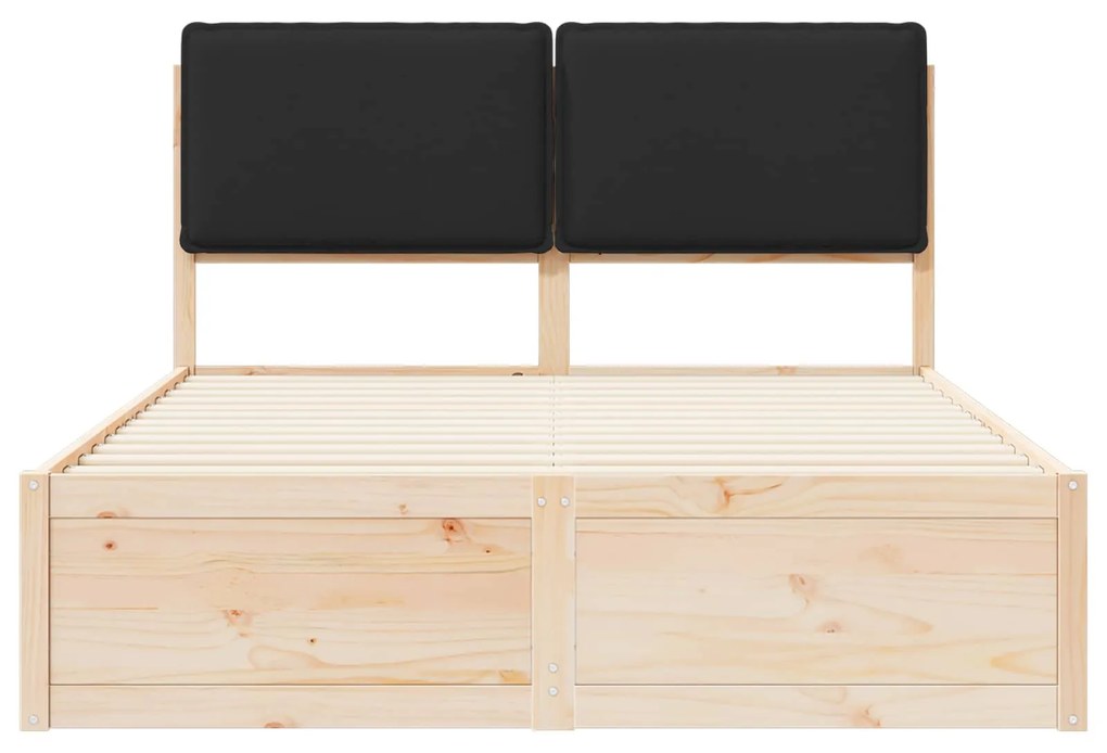 vidaXL Σκελετός Κρεβατιού με Επενδεδυμένο Κεφαλάρι Μαύρο 150 x 200 cm