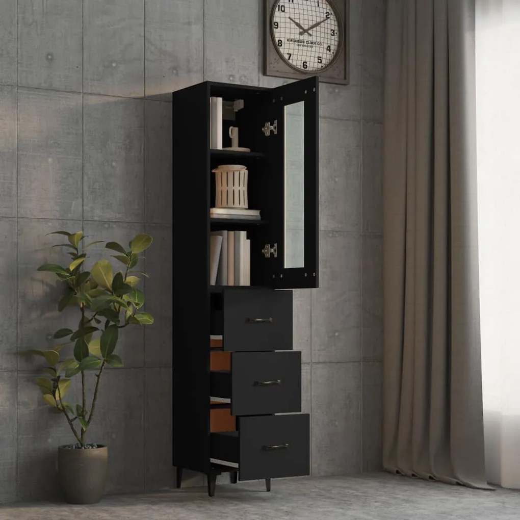 vidaXL Ντουλάπι Μαύρο 34,5 x 34 x 180 εκ. από Επεξεργασμένο Ξύλο