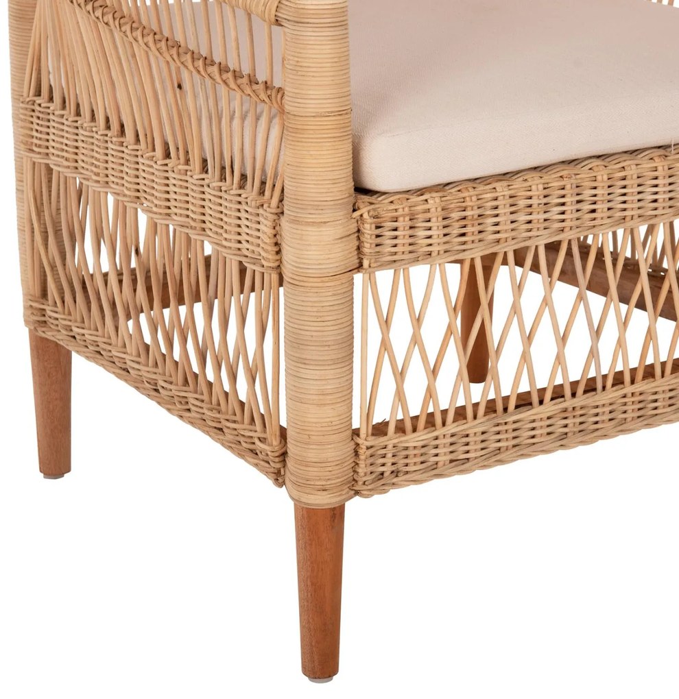 Καρέκλα - Πολυθρόνα MALAWI C9635.04 Ξύλο Μαόνι με Rattan Φυσικό και Λευκό Μαξιλάρι 80x70x86Υεκ. 80x70x86 εκ.