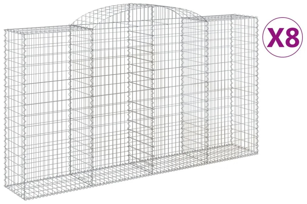 vidaXL Συρματοκιβώτια Τοξωτά 8 τεμ. 300x50x160/180 εκ. Γαλβαν. Ατσάλι