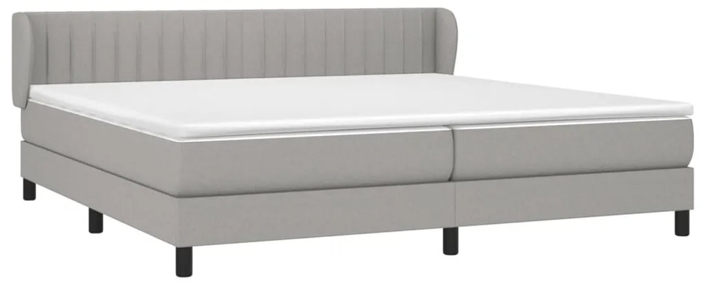 vidaXL Κρεβάτι Boxspring με Στρώμα Ανοιχτό Γκρι 200x200 εκ. Υφασμάτινο