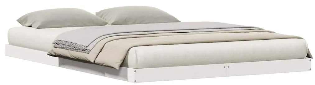 vidaXL Κρεβάτι δαπέδου Λευκό 140 x 220 cm Μασίφ ξύλο πεύκου