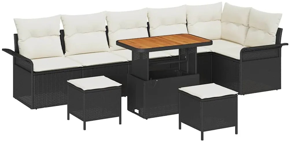 vidaXL Σετ Καναπέ Κήπου 9 pcs Μαύρο συνθετικό ρατάν