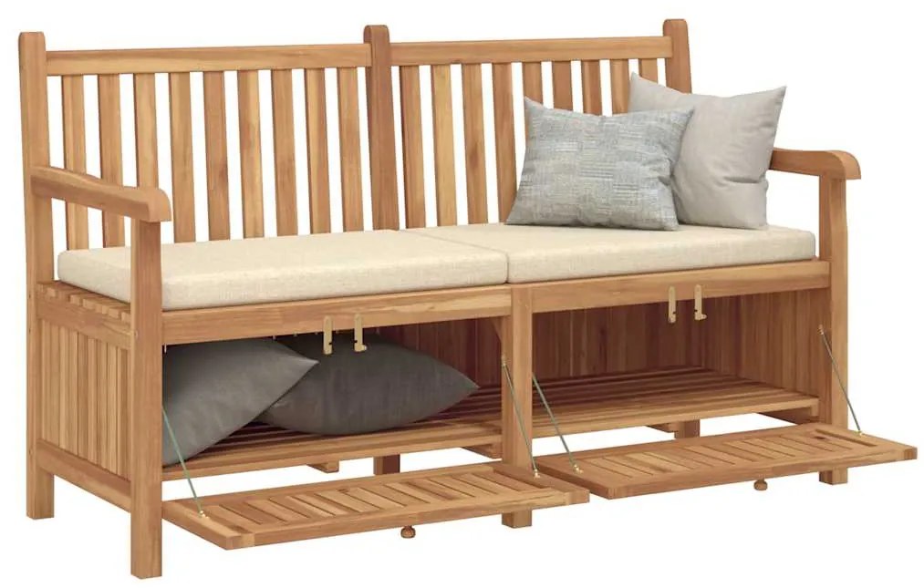 vidaXL Πάγκος Αποθήκευσης Κήπου Καφέ 150 x 60 x 90 εκ Μασίφ ξύλο teak