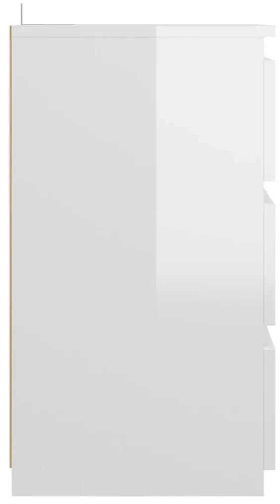 vidaXL Κομοδίνo Γυαλιστερό Λευκό 40 x 35 x 62,5 εκ. από Μοριοσανίδα
