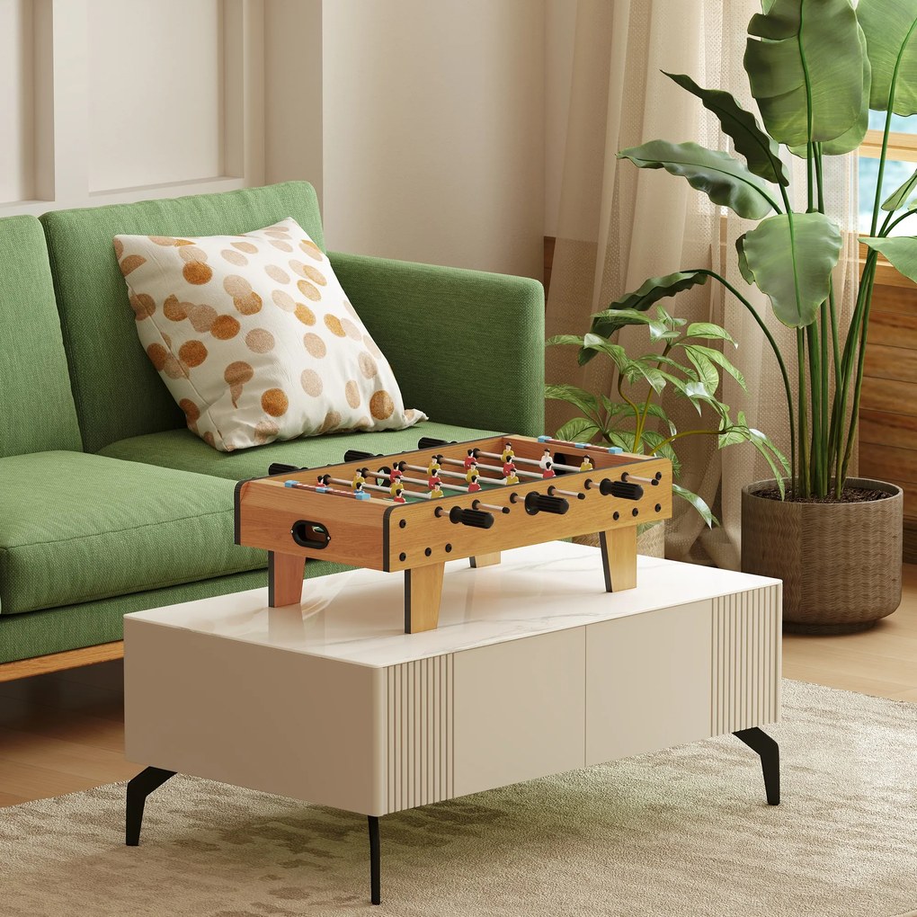 Σετ επιτραπέζιου ποδοσφαίρου HOMCOM, τραπέζι ποδοσφαίρου, συμπαγής ξύλινη κατασκευή, 2 μπάλες, πίνακες βαθμολογίας, καφέ