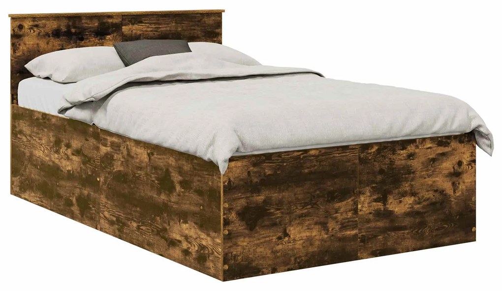 vidaXL Σκελετός Κρεβατιού με κεφαλάρι Καπνιστό Δρύς 120 x 200 cm