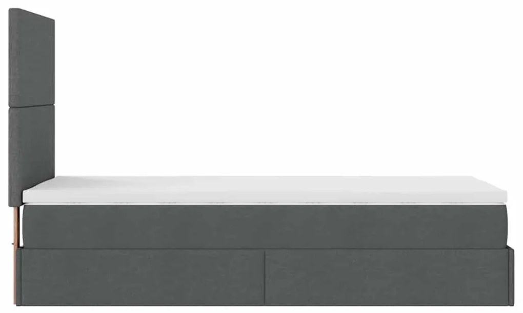 Οθωμανικό κρεβάτι με στρώμα &amp; LEDs Σκούρο γκρι 90x190cm ύφασμα 3313886